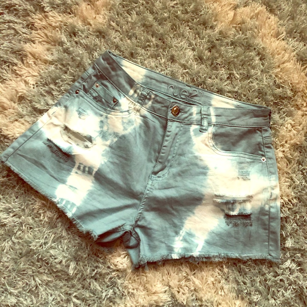 NEW Blue & White Ripped Daisy Duke Shorts